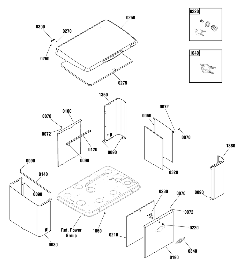 Enclosure Group Diagram and Parts List for 040604-00  Briggs and Stratton Generator